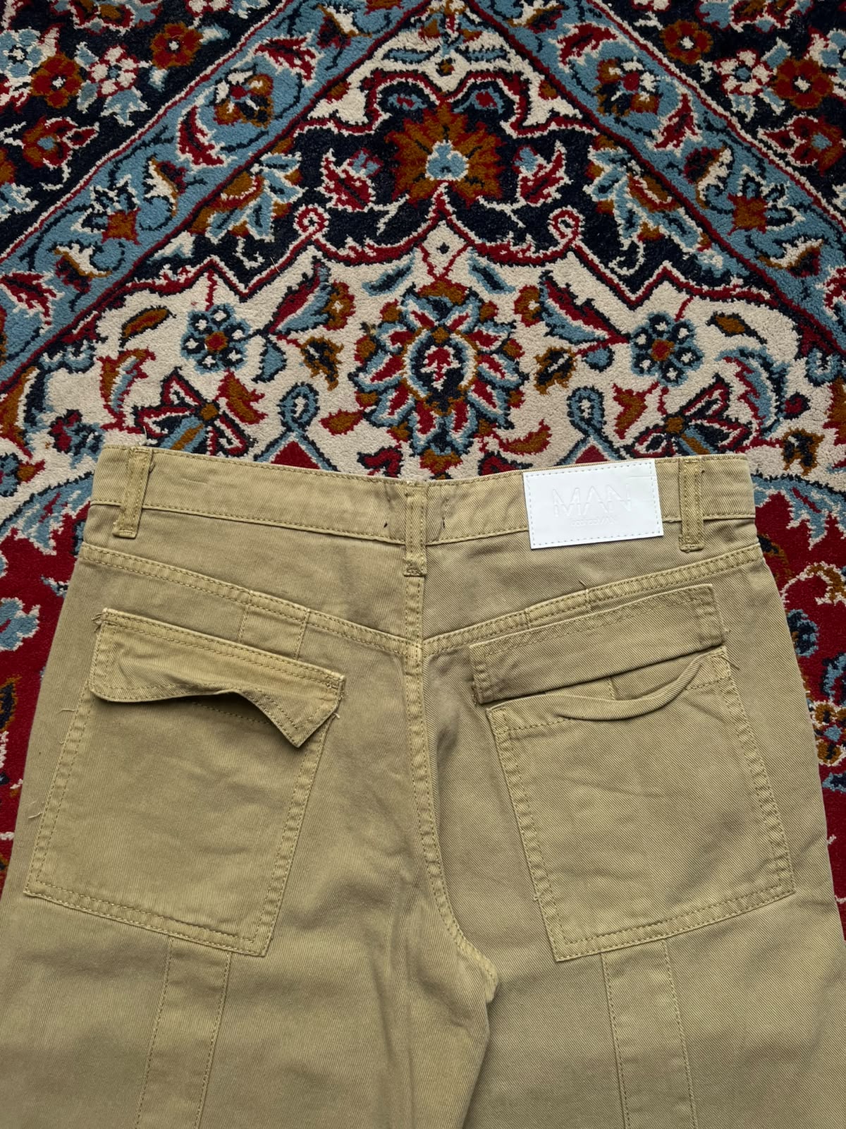 BoohooMAN Khaki Tan Multi Pocket Baggy Cargo Pants - 34