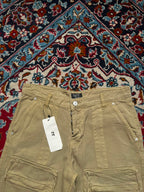 BoohooMAN Khaki Tan Multi Pocket Baggy Cargo Pants - 34