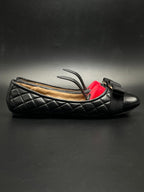 Salvatore Ferragamo Black Quilted Leather Vara Bow Ballet Flats - 38