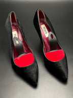 TEJUS Womens Black Textured Hair-on-Hide Pointed Toe heels - 39