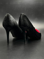 TEJUS Womens Black Textured Hair-on-Hide Pointed Toe heels - 39