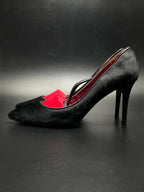 TEJUS Womens Black Textured Hair-on-Hide Pointed Toe heels - 39