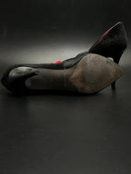 TEJUS Womens Black Textured Hair-on-Hide Pointed Toe heels - 39