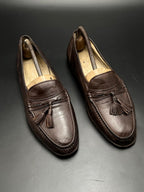 BALLY Mens Brown Leather Tassel Loafers Handmade in Italy - 42.5