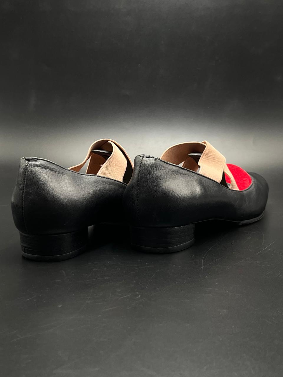 Christian Dior Black Leather Square Toe Ballet Shoes - 37