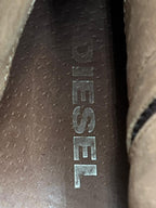 DIESEL Mens Taupe Suede Cap Toe Lace-Up Side Zip Boots - 42