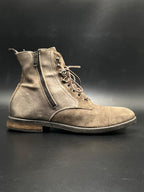 DIESEL Mens Taupe Suede Cap Toe Lace-Up Side Zip Boots - 42