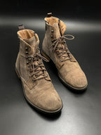 DIESEL Mens Taupe Suede Cap Toe Lace-Up Side Zip Boots - 42