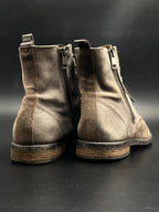 DIESEL Mens Taupe Suede Cap Toe Lace-Up Side Zip Boots - 42
