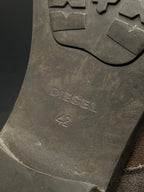 DIESEL Mens Taupe Suede Cap Toe Lace-Up Side Zip Boots - 42