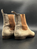 CHRISTIAN LOUBOUTIN Beige Suede Chelsea Boots Signature Red Sole - 40