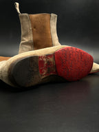 CHRISTIAN LOUBOUTIN Beige Suede Chelsea Boots Signature Red Sole - 40