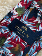 Burton Mens Made in UK - Red Sky Blue Floral Daisy Print Tie