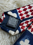 Marks & Spencer Pure Silk - Navy Red Geometric Checkerboard Tie