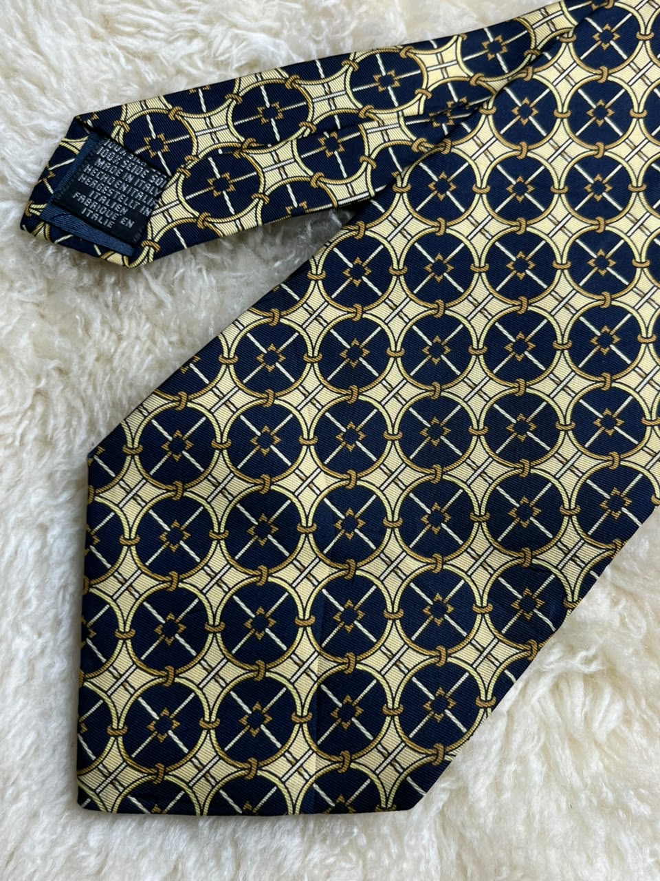 Beaufort Tie Rack Pure Silk  Made in Italy - Navy Gold Chain Tie