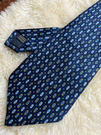 Richel Mens Silk - Navy Blue Yellow Geometric Medallion Pattern tie