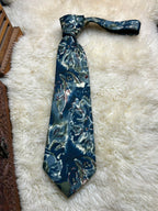 Nashville Abstract Floral - Teal Slate Blue & Sage Green Tie
