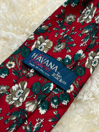 Havana Tie Rack Made in England - Red Floral Print Tie