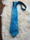 Giant Panda Pure Chinese Silk - Vibrant Turquoise Chrysanthemum Tie