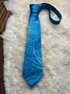 Giant Panda Pure Chinese Silk - Vibrant Turquoise Chrysanthemum Tie