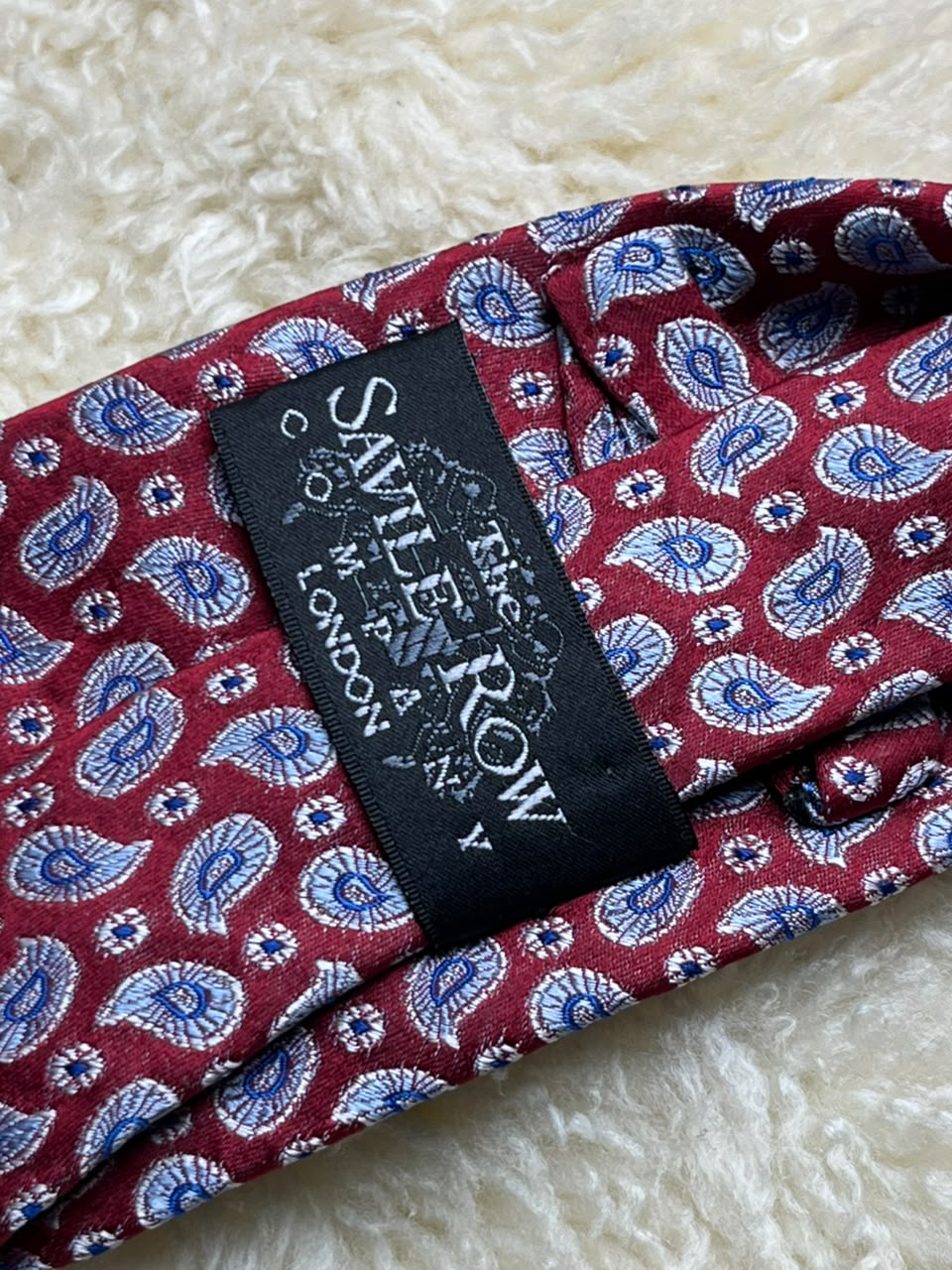 The Savile Row Company London 100% Silk - Burgundy Blue Paisley tie