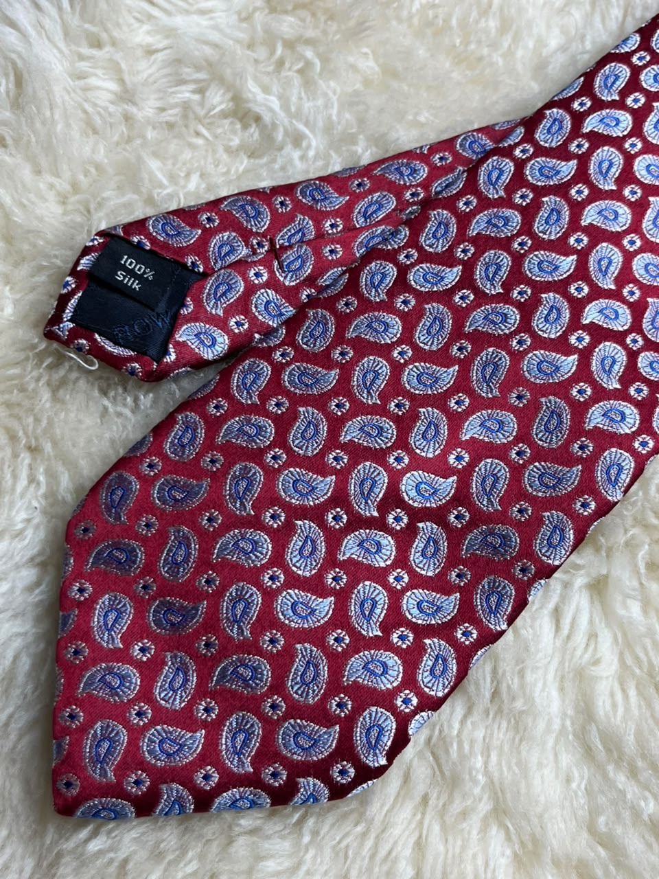 The Savile Row Company London 100% Silk - Burgundy Blue Paisley tie