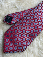 The Savile Row Company London 100% Silk - Burgundy Blue Paisley tie