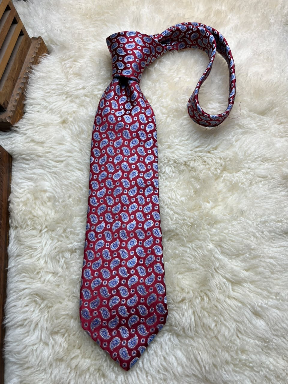 The Savile Row Company London 100% Silk - Burgundy Blue Paisley tie