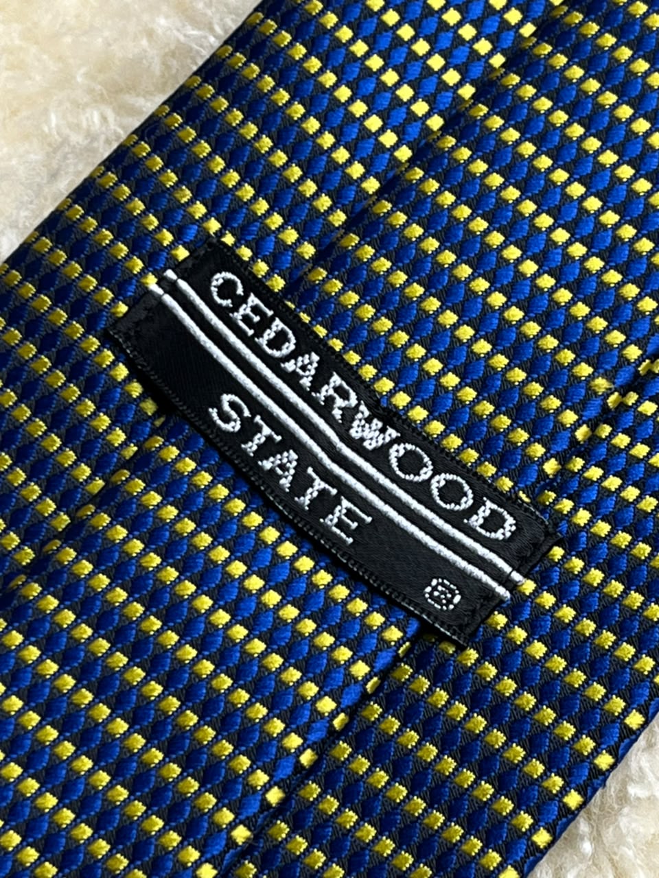 Cedarwood State Mens Nectie - Royal Blue & Yellow Micro Diamond Geometric Tie