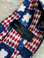 Marks & Spencer Pure Silk - Navy Red Geometric Checkerboard Tie