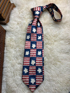 Marks & Spencer Pure Silk - Navy Red Geometric Checkerboard Tie