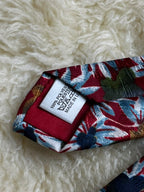 Burton Mens Made in UK - Red Sky Blue Floral Daisy Print Tie