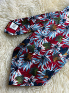 Burton Mens Made in UK - Red Sky Blue Floral Daisy Print Tie