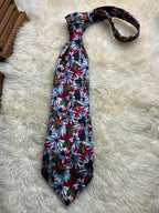 Burton Mens Made in UK - Red Sky Blue Floral Daisy Print Tie