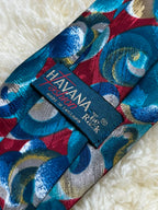 Havana Tie Rack Made in England - Red Teal Abstract Swirl Tie