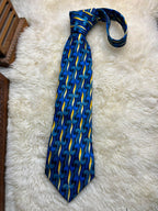Rael Brook Abstract Swirl - Blue Yellow Wave Pattern Made in Britain Tie