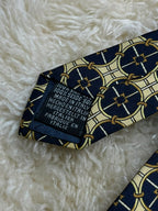 Beaufort Tie Rack Pure Silk  Made in Italy - Navy Gold Chain Tie