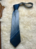 Hortex Made In Ireland - Grey Blue Gradient Diagonal Stripe Tie