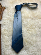 Hortex Made In Ireland - Grey Blue Gradient Diagonal Stripe Tie