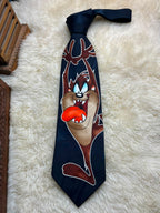 Vintage 1996 Looney Tunes Taz - Black Tasmanian Devil Graphic Tie
