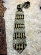 Silkworm London Hand Made Silk - Black Yellow Grey Oval Geometric Tie