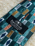 Rael Brook Made in Britain - Emerald Green Orange Geometric Tie
