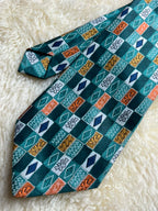 Rael Brook Made in Britain - Emerald Green Orange Geometric Tie