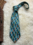 Rael Brook Made in Britain - Emerald Green Orange Geometric Tie