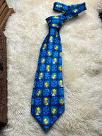 Vintage 1999 The Simpsons - Blue Homer and Bart Star Pattern Tie FOX
