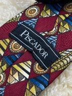 Piscador Made in UK - Burgundy Aztec Tribal Geometric Tie