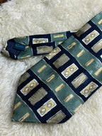 Debenhams - Green Navy Blue Geometric Abstract Retro Tie