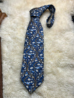 Liberty London Silk - Navy Blue Strawberry Thief Bird Print tie