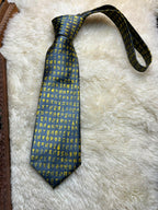 Patrizio Hand Made Silk - Charcoal Gold Chinese Calligraphy Script Tie