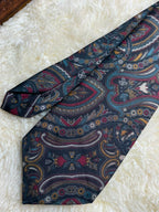 Baris Made in England - Charcoal Teal Burgundy Paisley tie